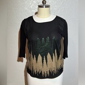 Tribal | Gold and Green‎ Sequin Voltage Top
